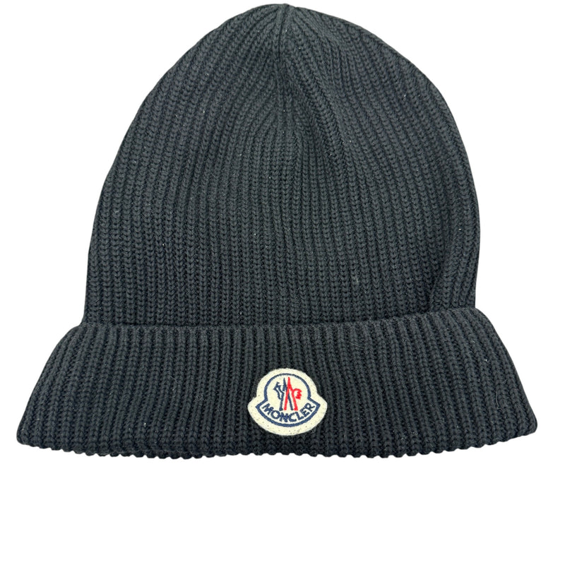 Men's Logo Patch Beanie Hat Black