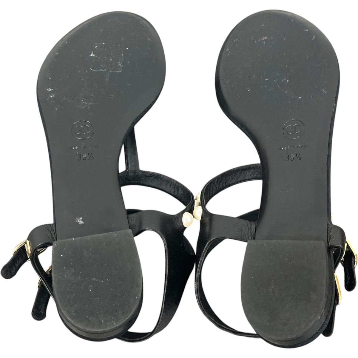 Women's Flat Thong pearl Sandals Black Size UK 6.5 / EU 39.5 - Photo 8