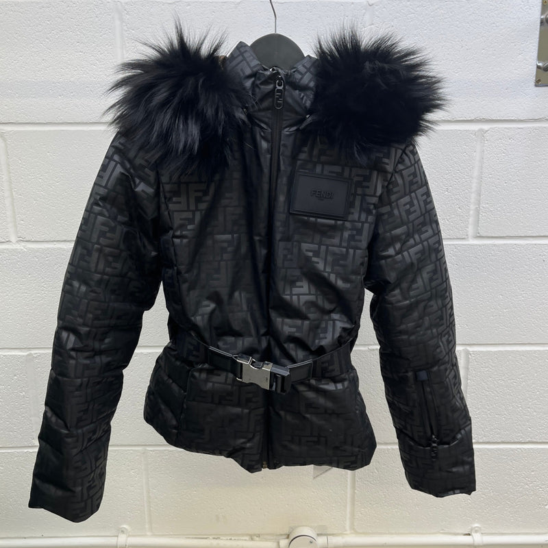 Women's Ff-Logo Padded Ski Down Jacket Black Size IT 38 / UK 6