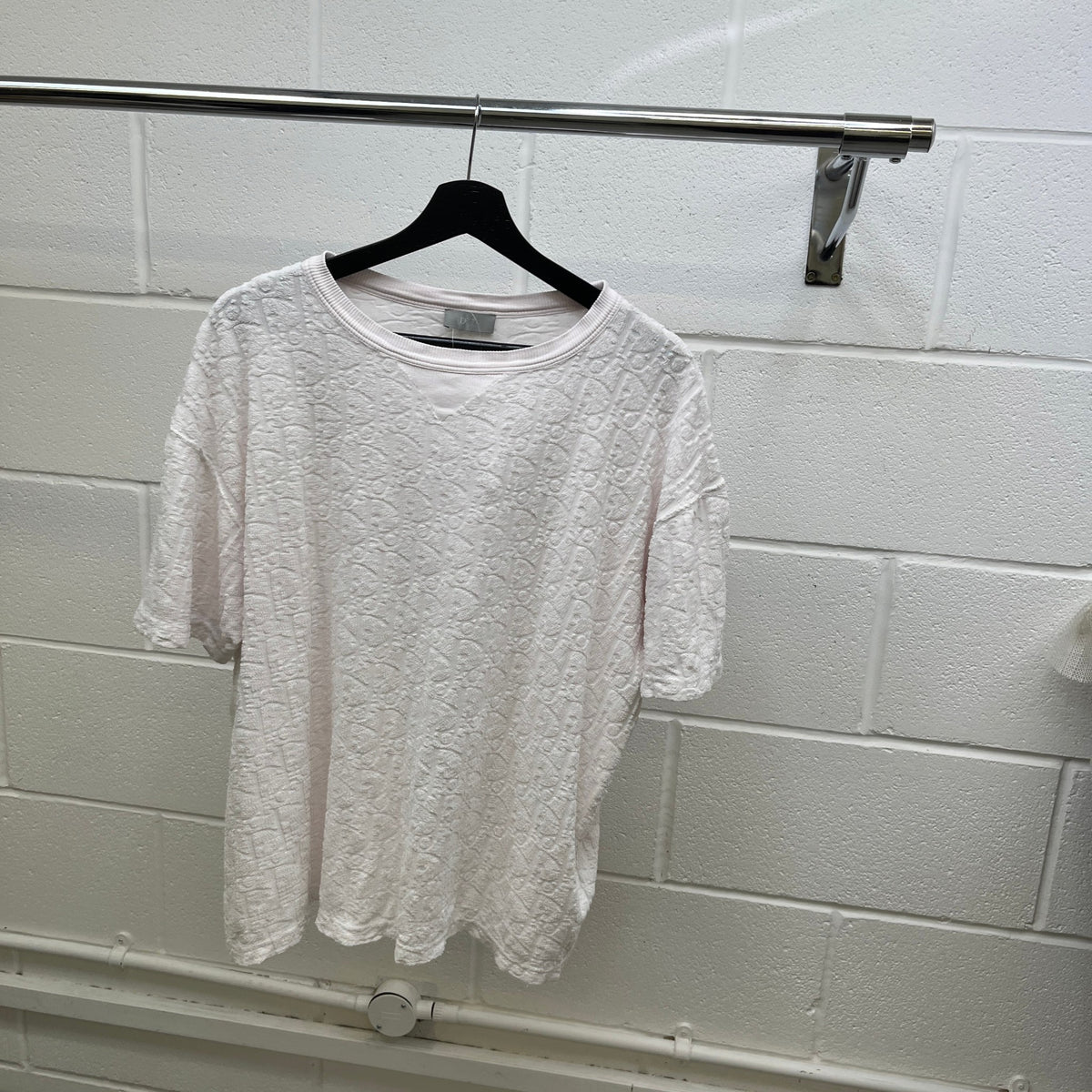 Men's Oblique Towelling T-Shirt White Size M - Photo 9