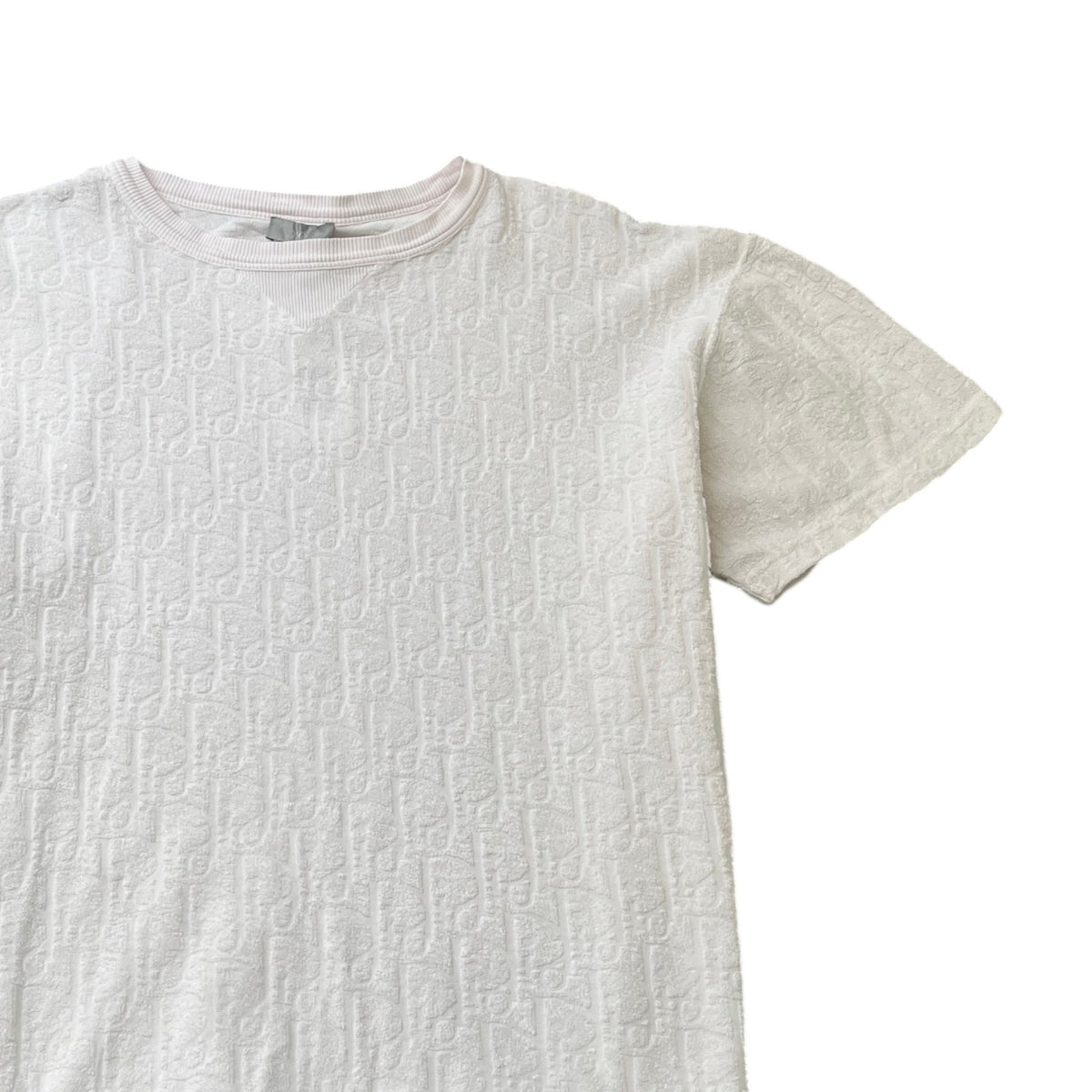 Men's Oblique Towelling T-Shirt White Size M - Photo 3