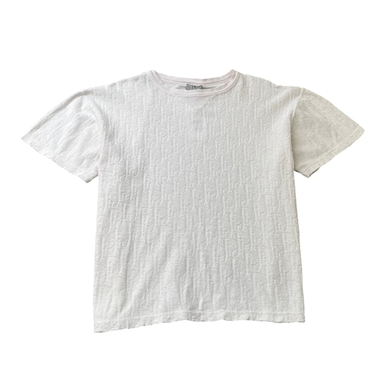 Men's Oblique Towelling T-Shirt White Size M - Photo 1