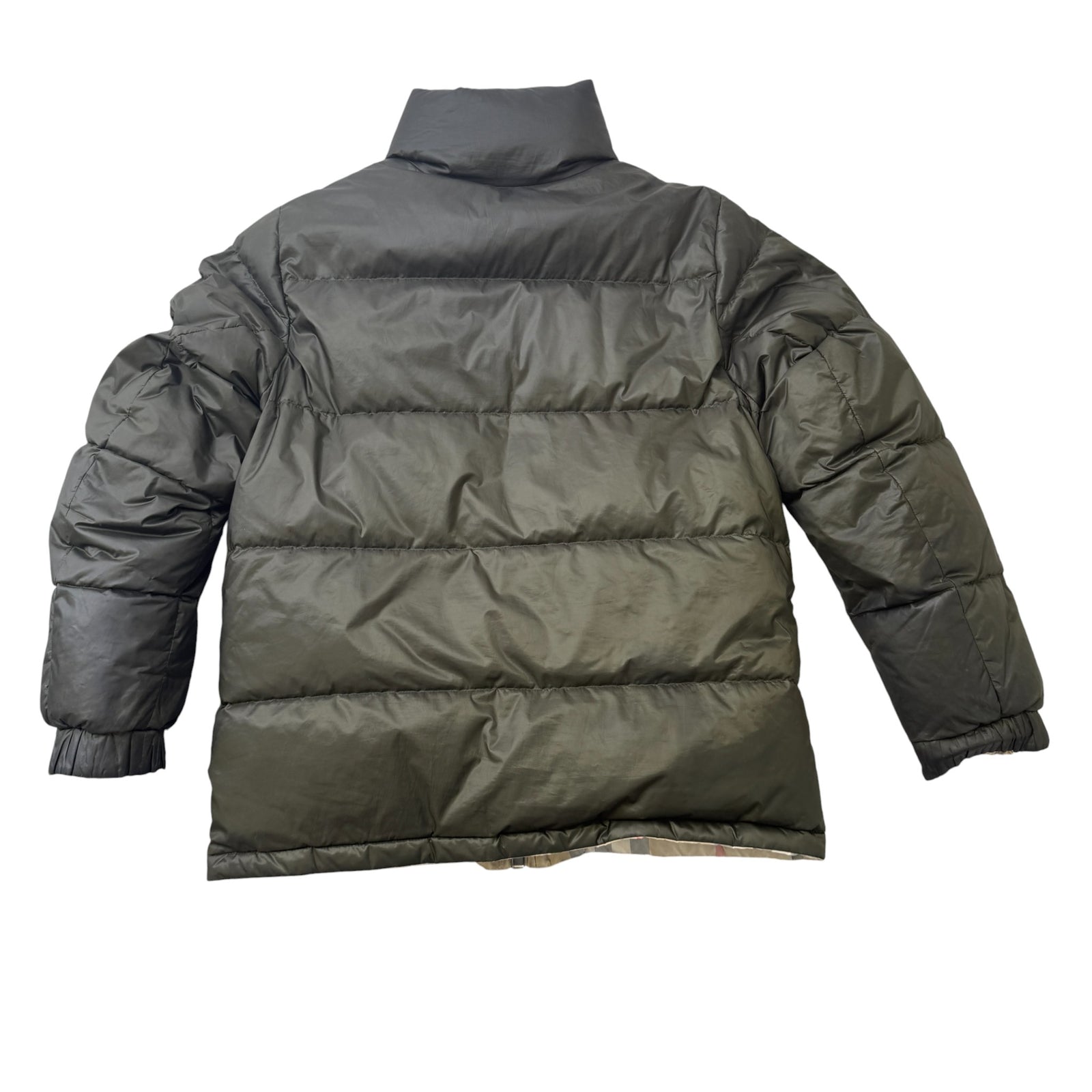 Women's Reversible Check Down Jacket Khaki Size S - Photo 4