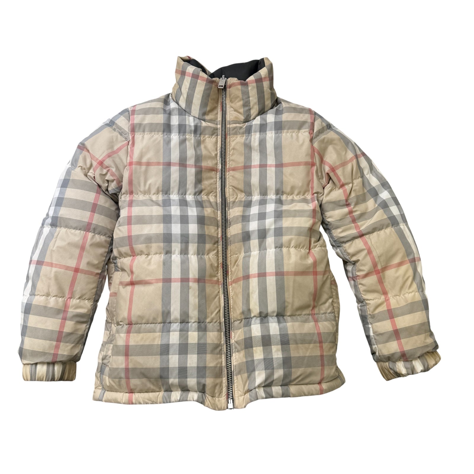 Women's Reversible Check Down Jacket Khaki Size S - Photo 1