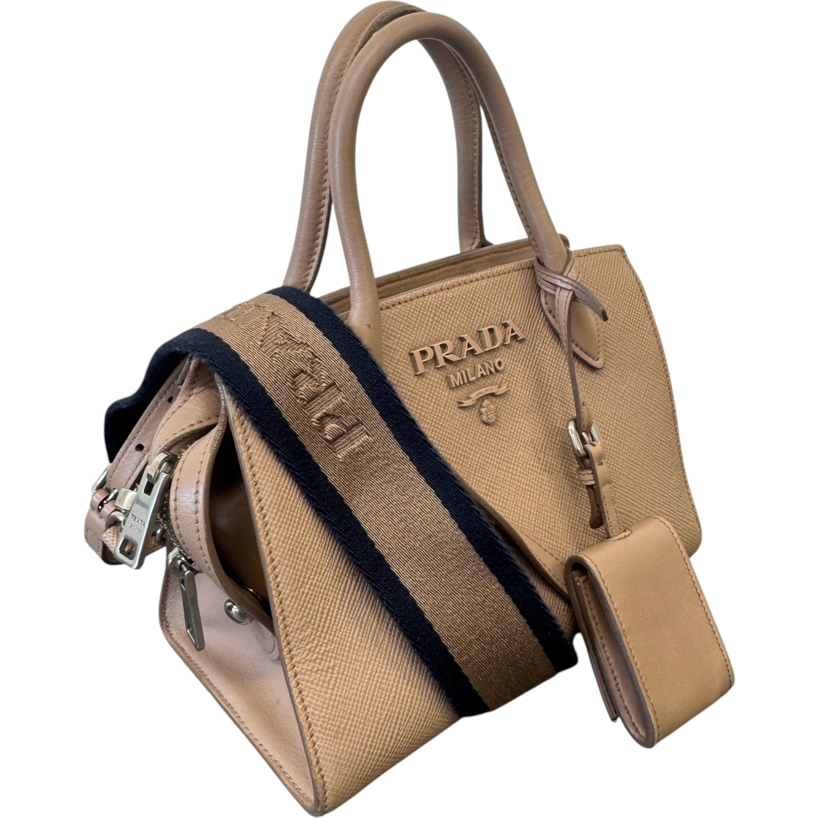 Women's Monochrome Saffiano Tote Handbag Pink - Photo 5