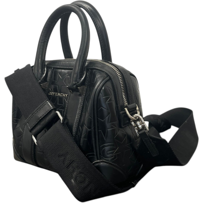 Women's Star Embossed Micro Lucrezia Handbag Black