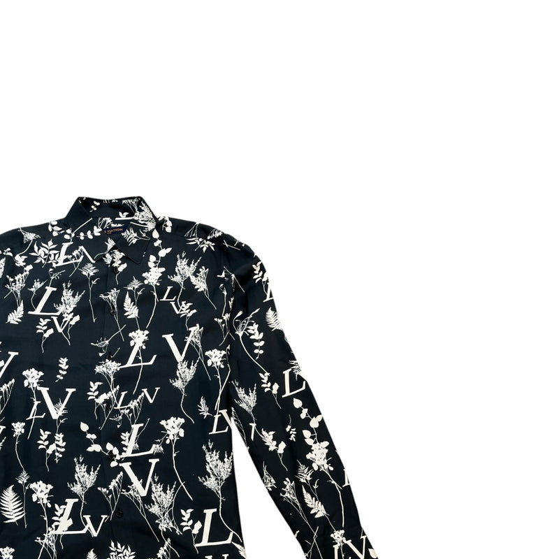 Louis Vuitton Men's Floral Logo Print Long Sleeve Shirt Black Size L