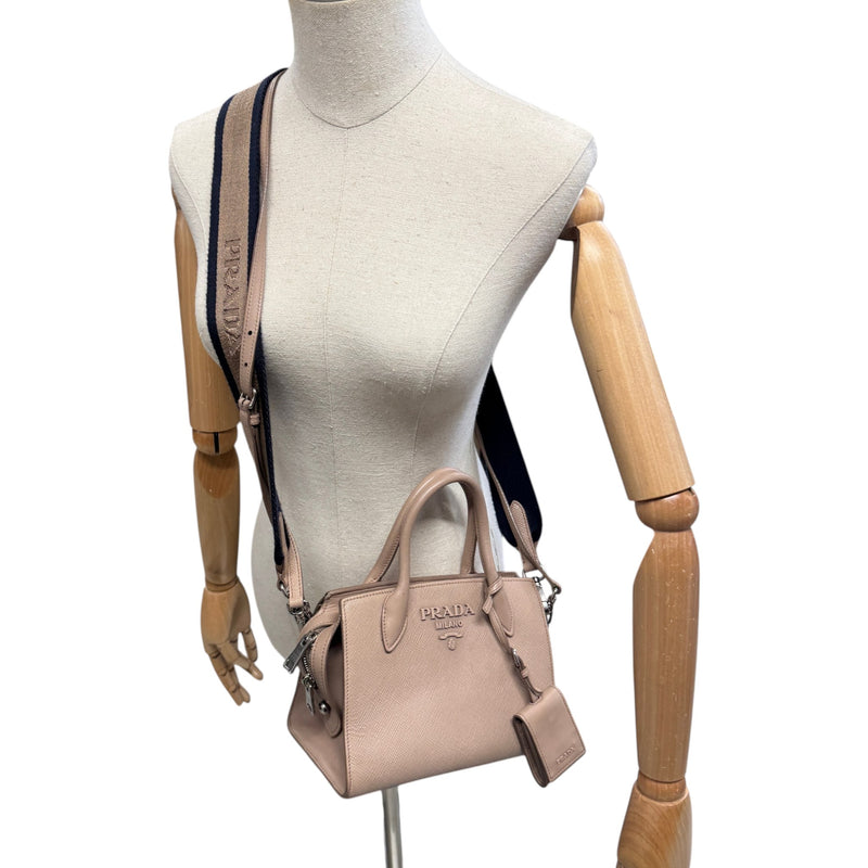 Women's Monochrome Saffiano Tote Handbag Pink