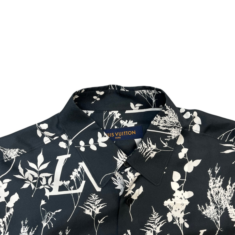 Louis Vuitton Men's Floral Logo Print Long Sleeve Shirt Black Size L