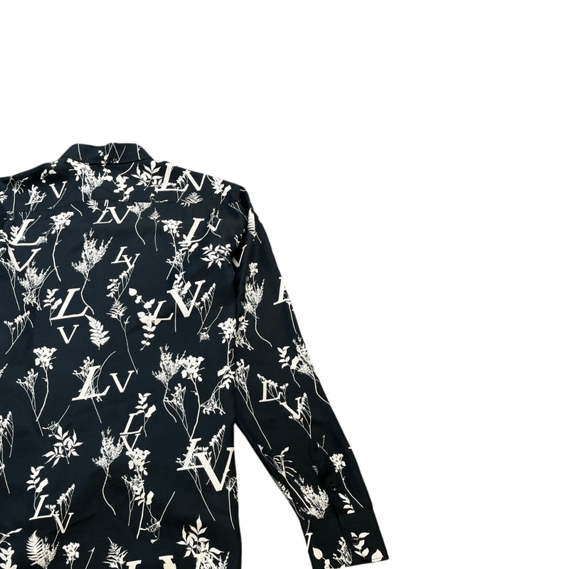 Louis Vuitton Men's Floral Logo Print Long Sleeve Shirt Black Size L