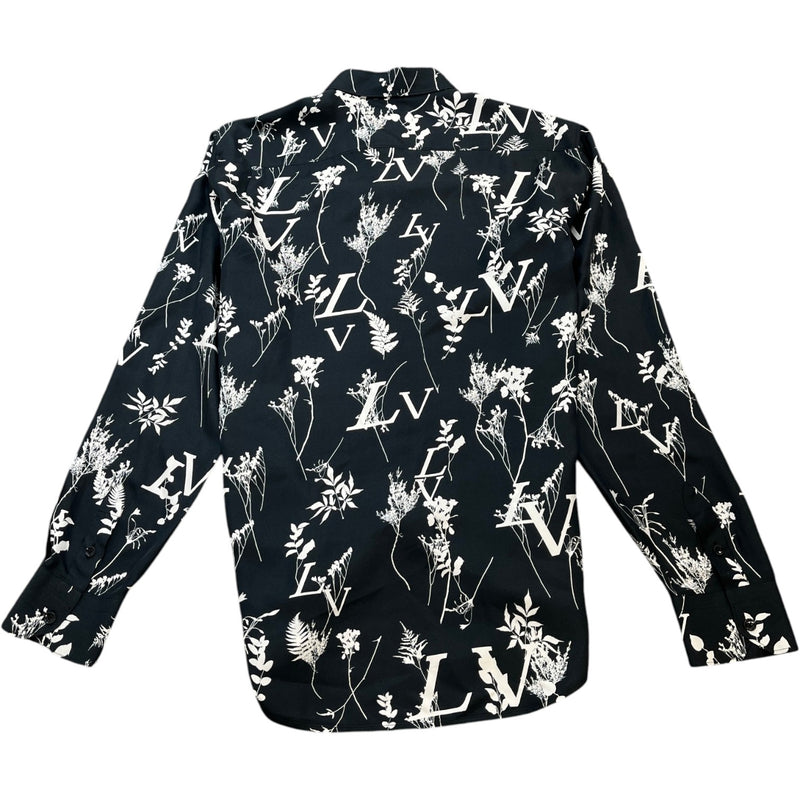 Louis Vuitton Men's Floral Logo Print Long Sleeve Shirt Black Size L