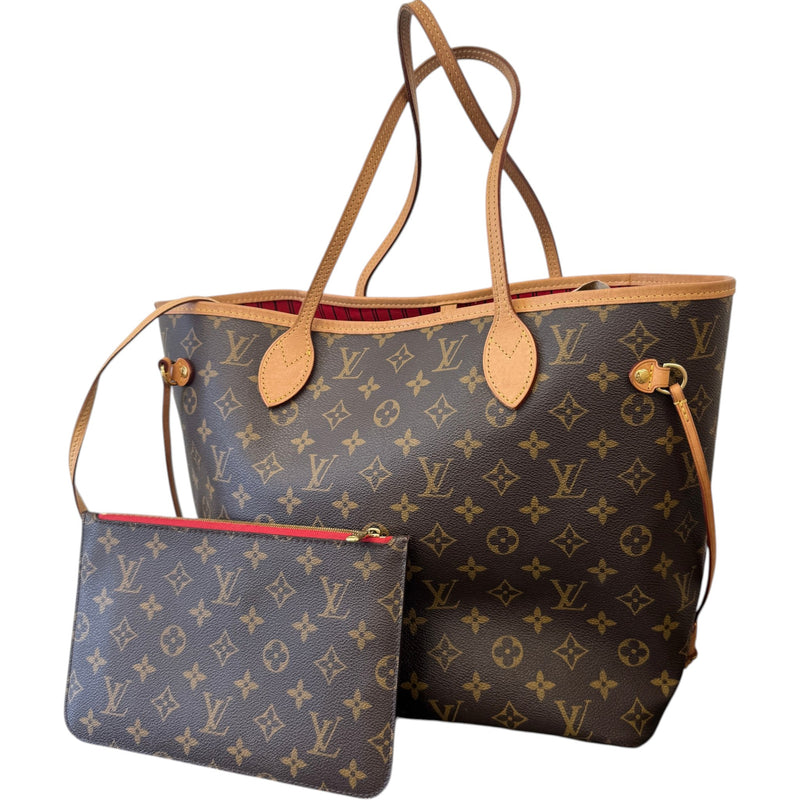 Women's Monogram Neverfull MM Tote Bag Brown
