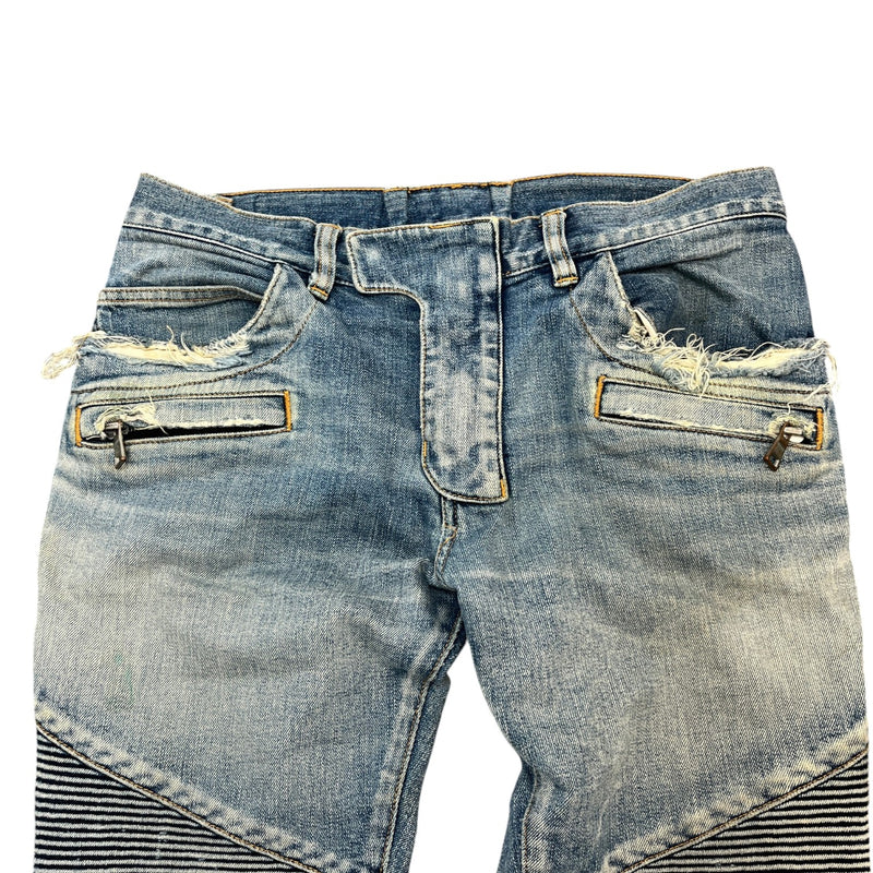Balmain Men's Distressed Biker Jeans Blue Size W32