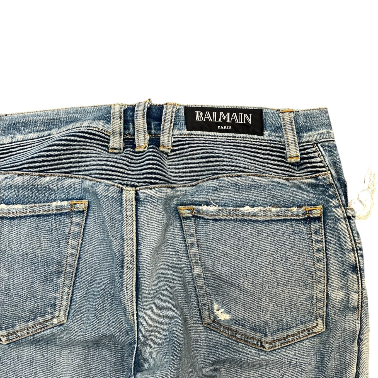 Balmain Men's Distressed Biker Jeans Blue Size W32 - Photo 7