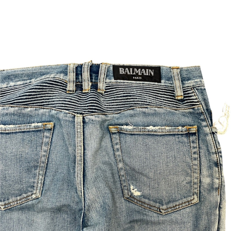 Balmain Men's Distressed Biker Jeans Blue Size W32