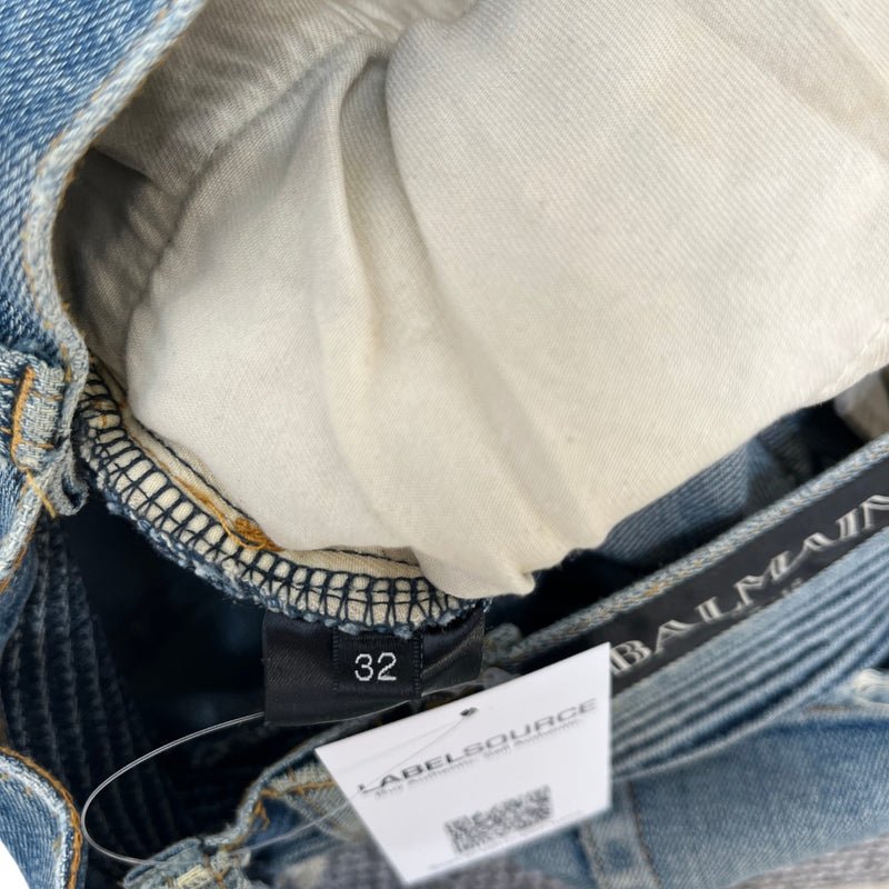 Balmain Men's Distressed Biker Jeans Blue Size W32