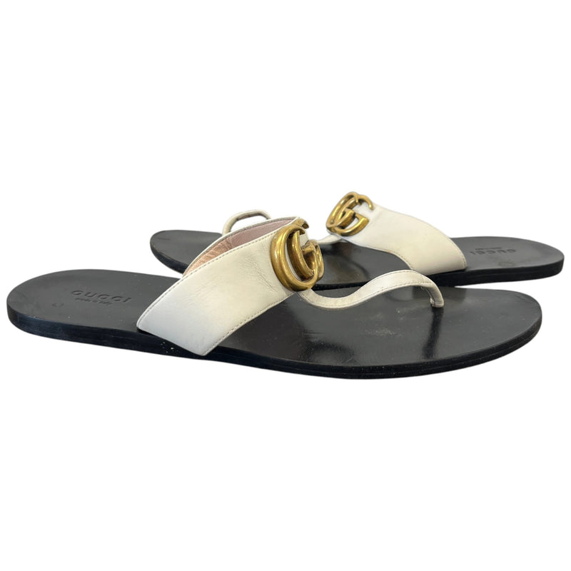 Women's Thong Flat Marmont Double G Sandals White Size UK 6 / EU 39