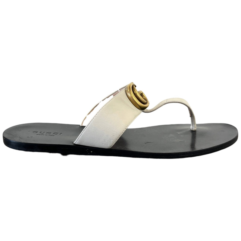 Women's Thong Flat Marmont Double G Sandals White Size UK 6 / EU 39