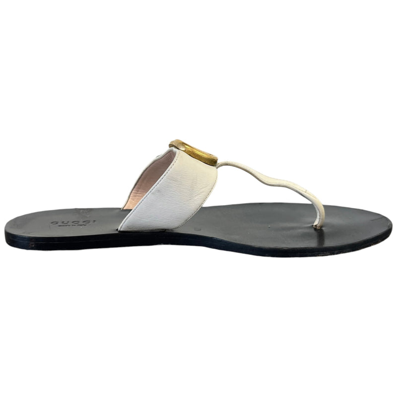 Women's Thong Flat Marmont Double G Sandals White Size UK 6 / EU 39