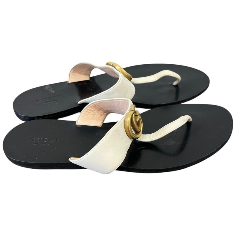 Women's Thong Flat Marmont Double G Sandals White Size UK 6 / EU 39