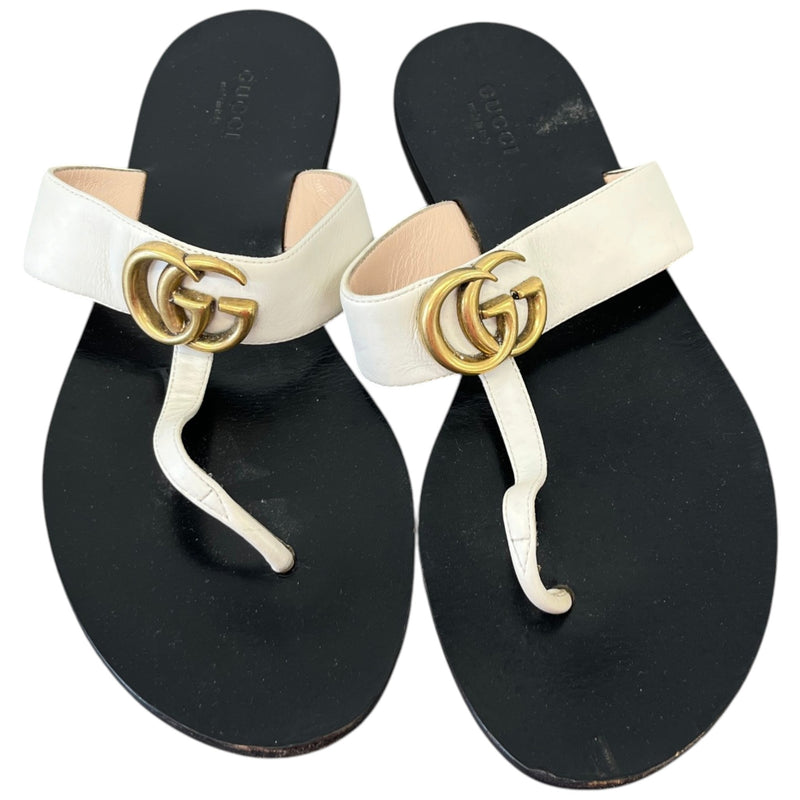 Women's Thong Flat Marmont Double G Sandals White Size UK 6 / EU 39
