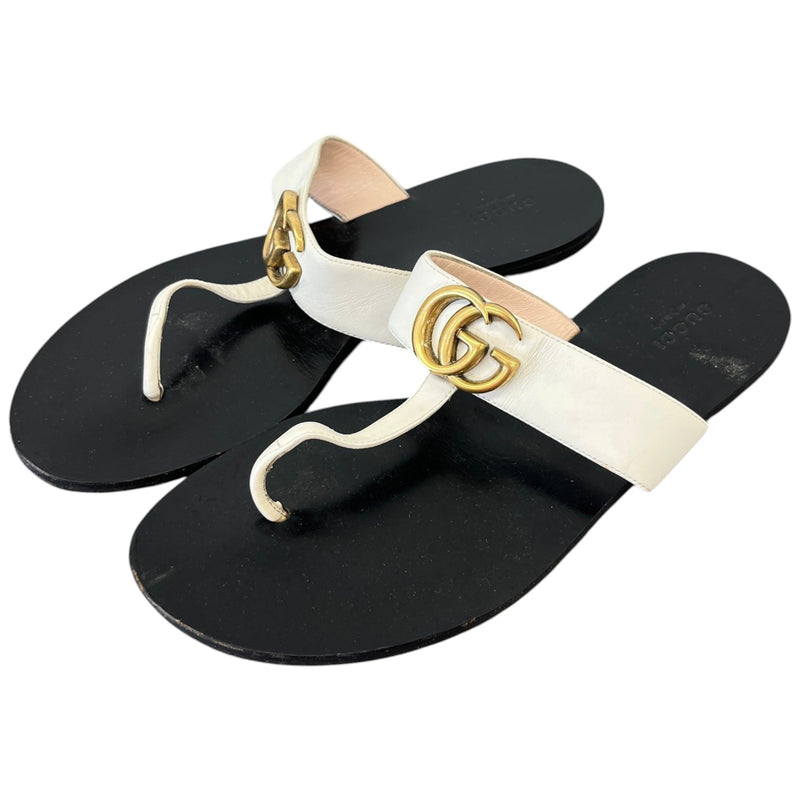Women's Thong Flat Marmont Double G Sandals White Size UK 6 / EU 39