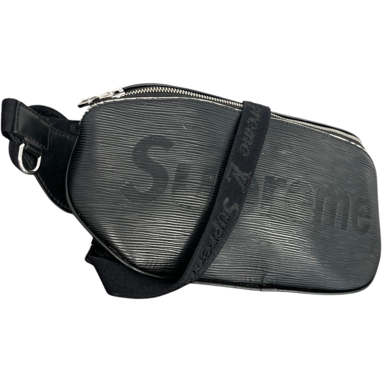 Men's X Supreme Logo Epi Leather Messenger Bag Black - Photo 4