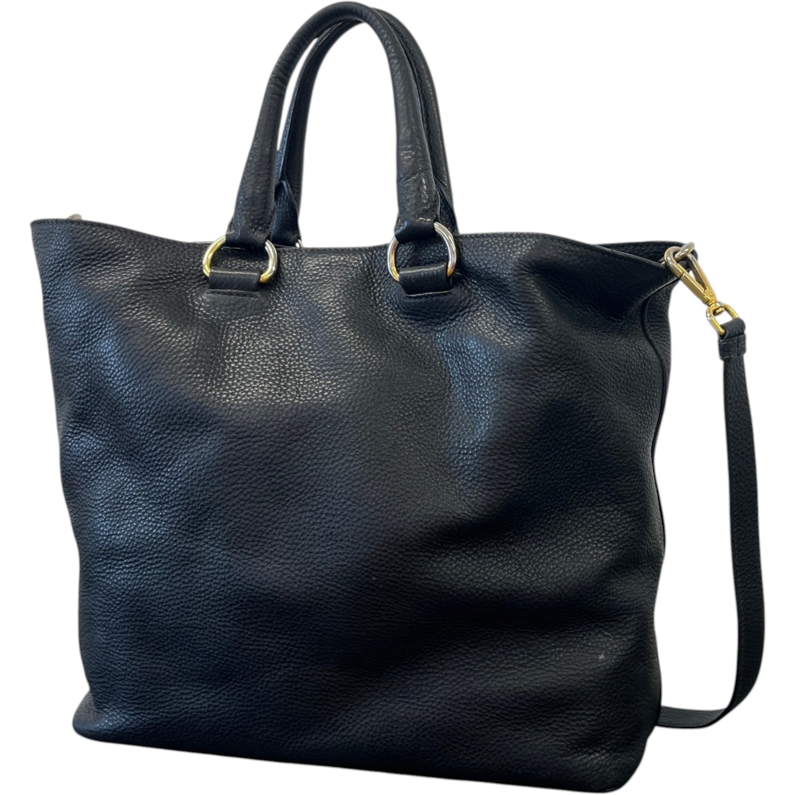 Women's Vitello Daino Tote Bag Black - Photo 9
