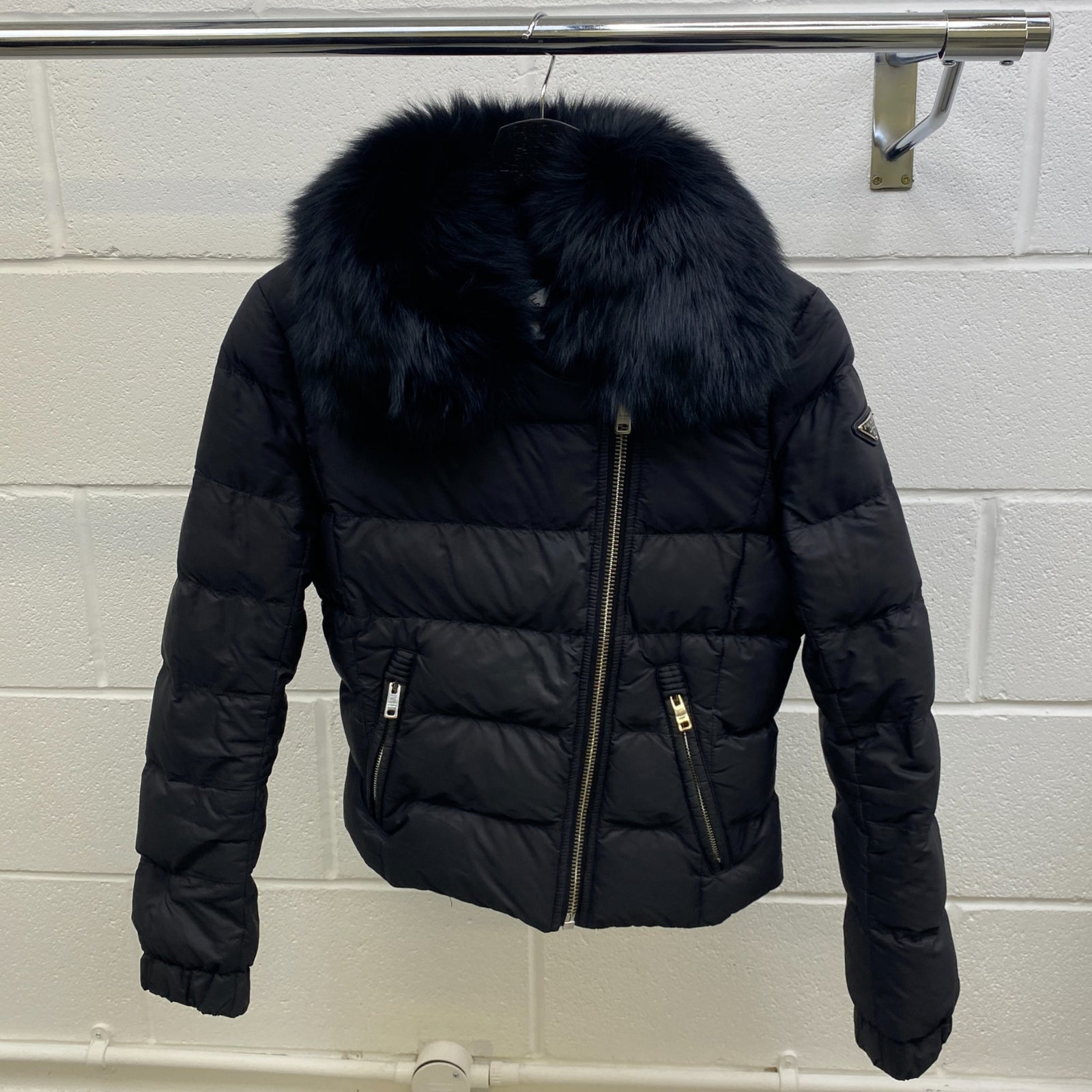 Women's Plaque Logo Down Jacket Black Size IT 40 / UK 8 - Photo 9