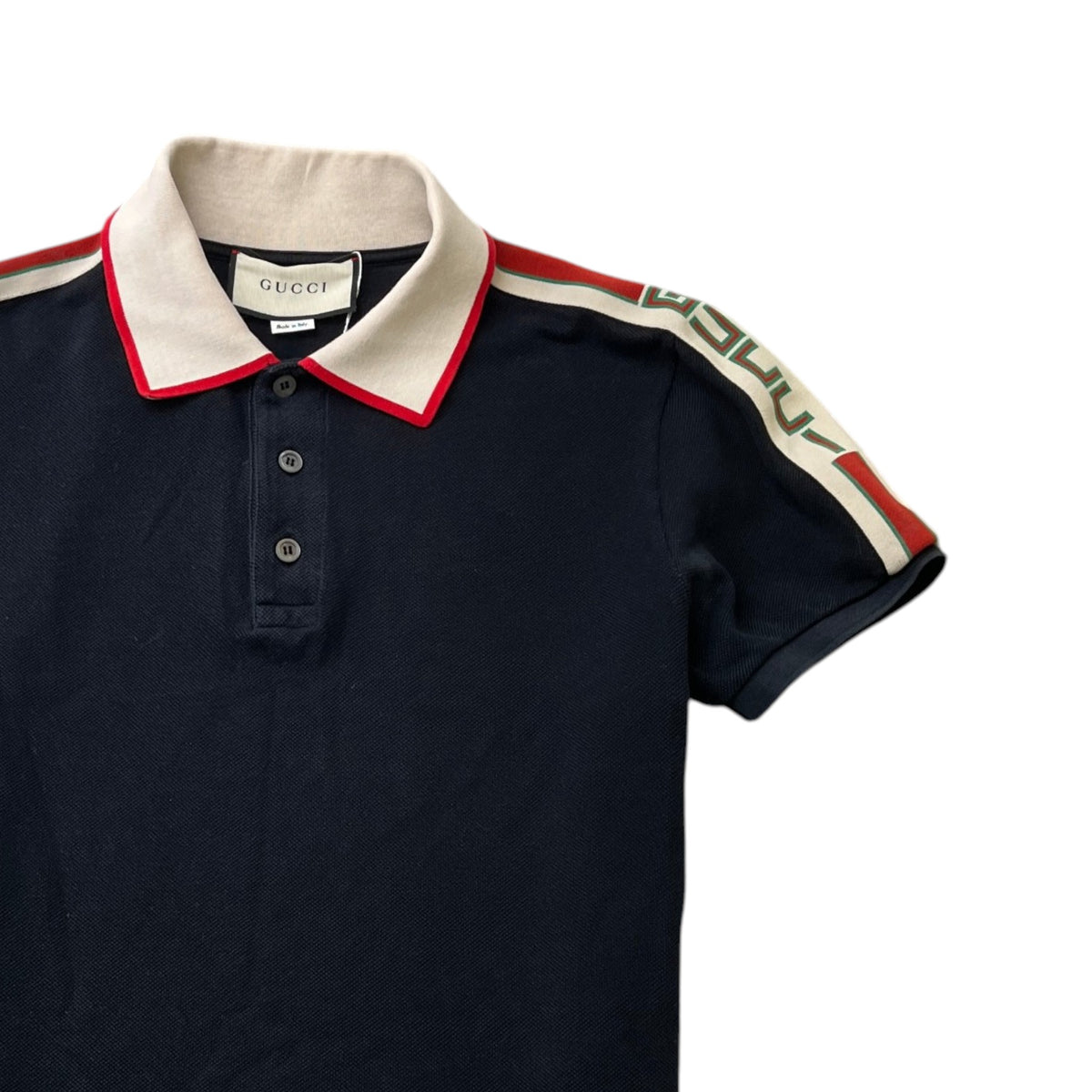 Men's Tape Logo Polo Shirt Black Size M - Photo 3