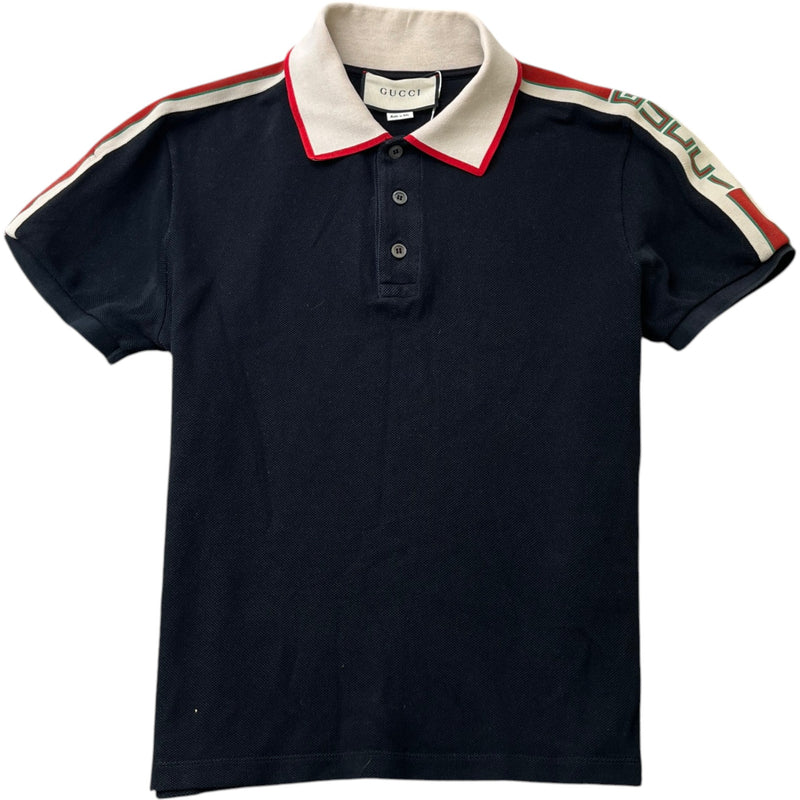 Men's Tape Logo Polo Shirt Black Size M