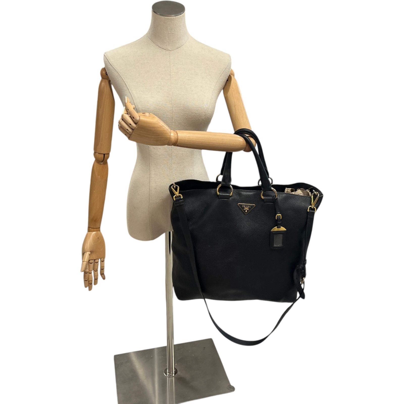 Women's Vitello Daino Tote Bag Black - Photo 2