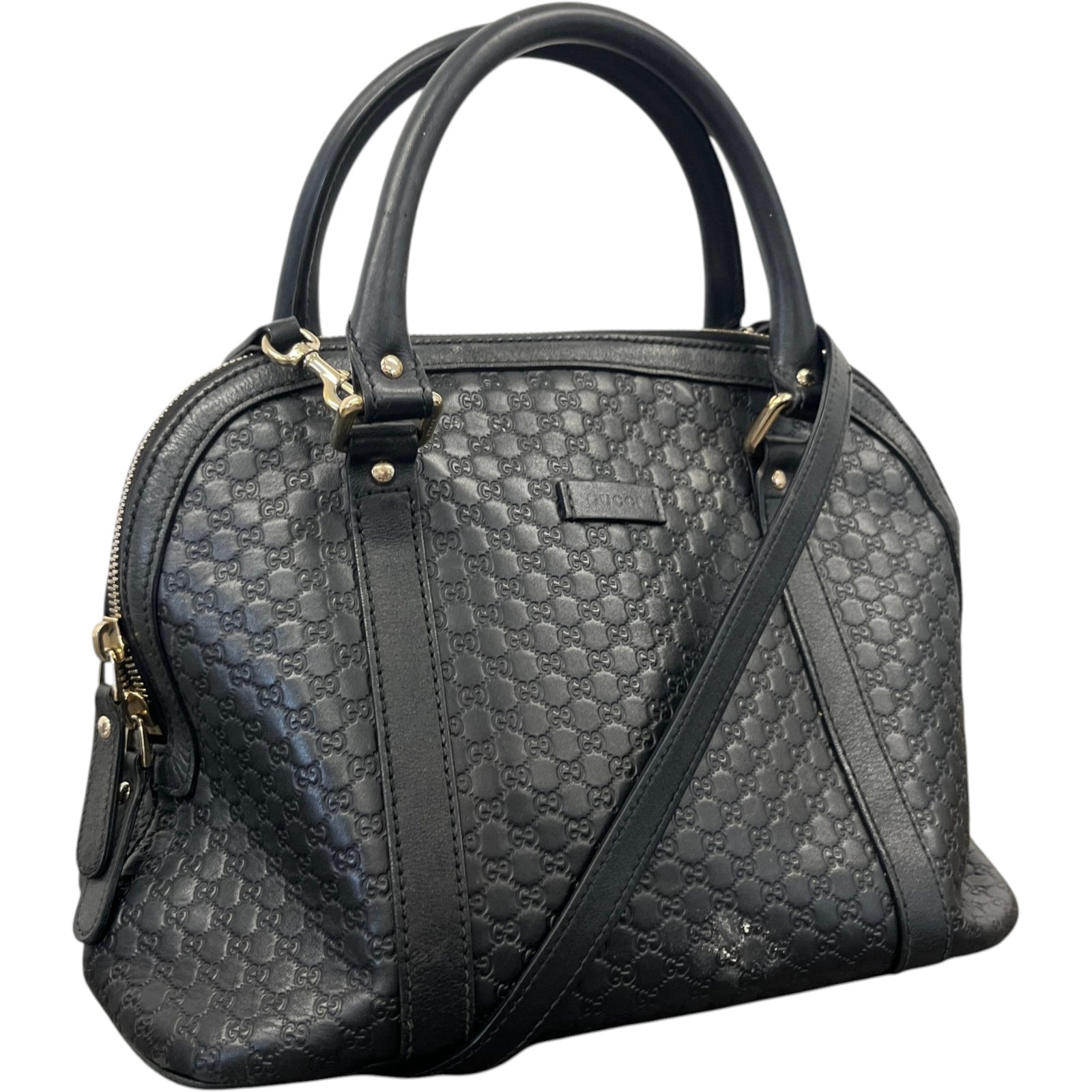 Women's Microguccissima Dome Handbag Black - Photo 4