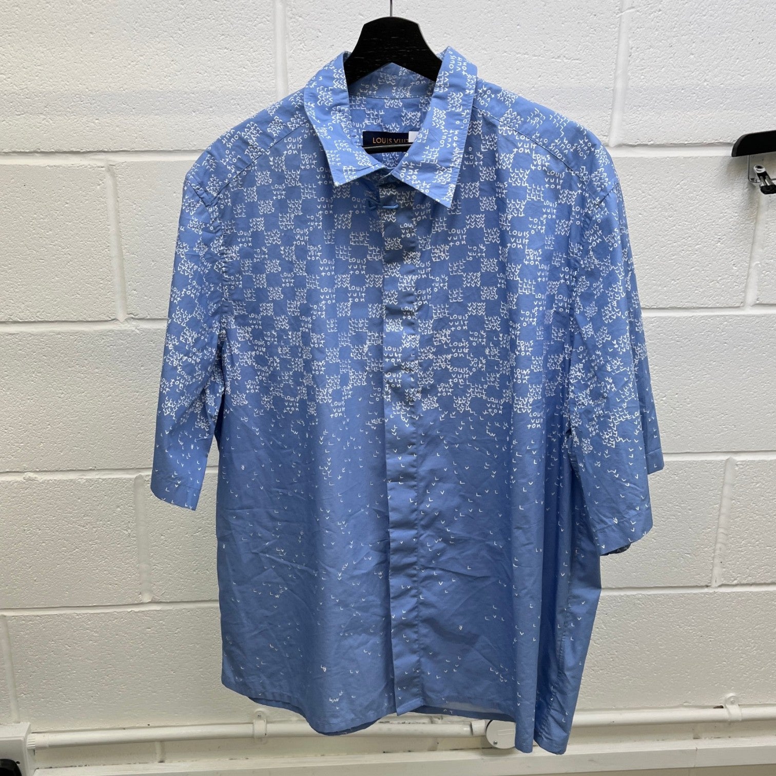 Men's Gradient Monogram Short Sleeve Shirt Blue Size XL - Photo 7