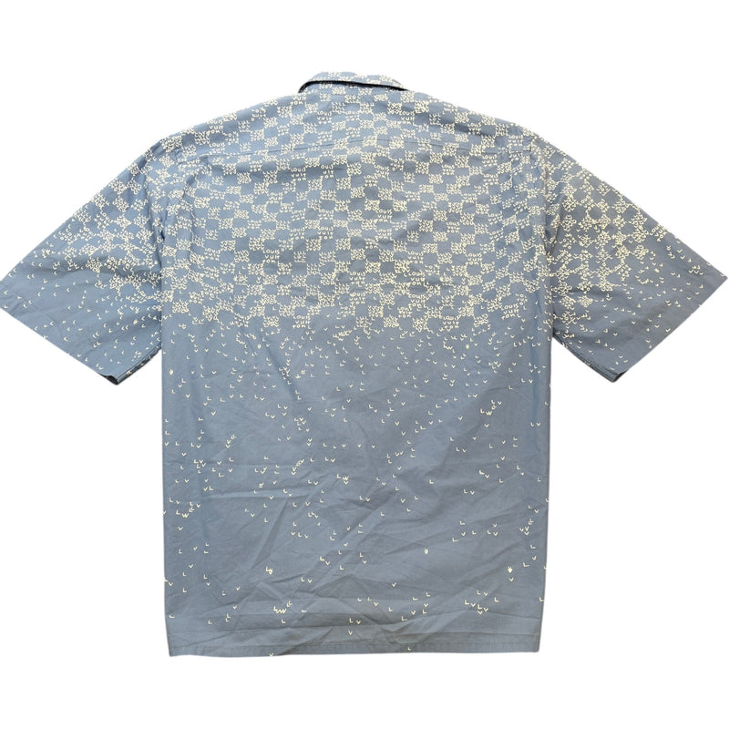 Men's Gradient Monogram Short Sleeve Shirt Blue Size XL