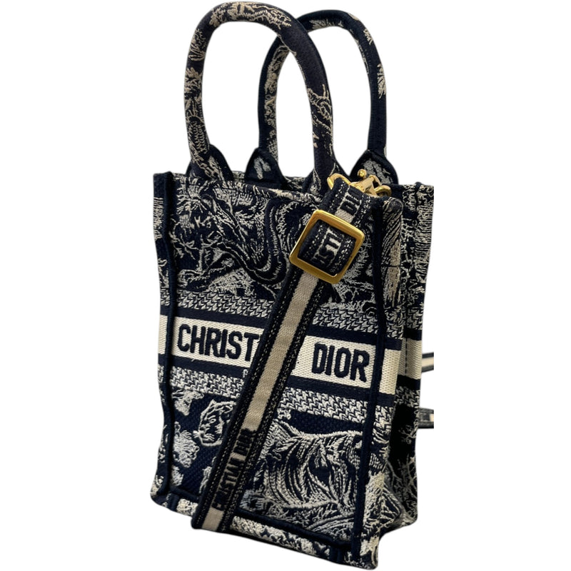 Dior Women's Book Tote Phone Bag Navy