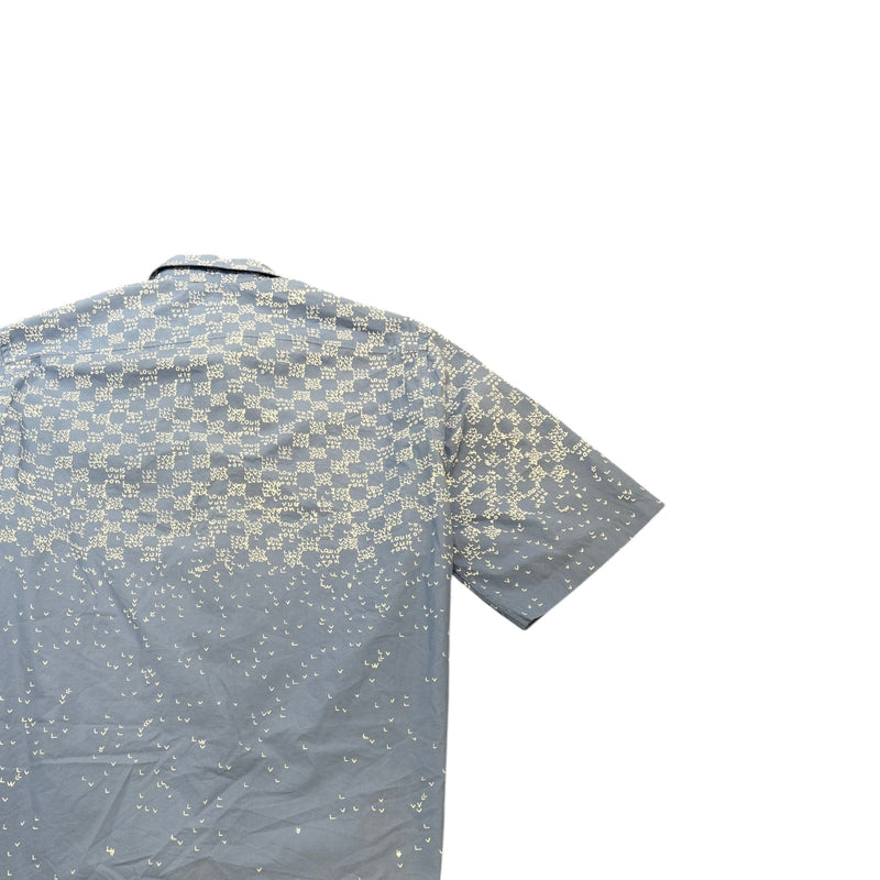 Men's Gradient Monogram Short Sleeve Shirt Blue Size XL