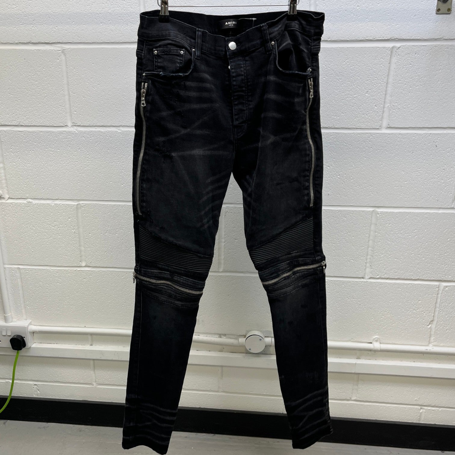 Amiri Men's Zipped Biker Jeans Black Size W36 - Photo 10
