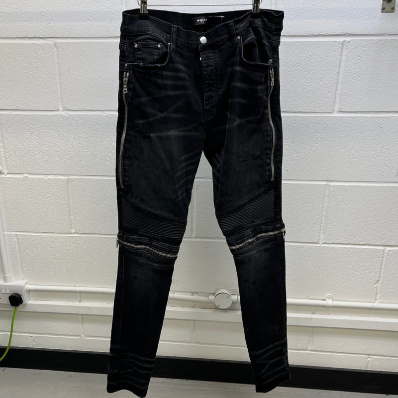 Amiri Men's Zipped Biker Jeans Black Size W36