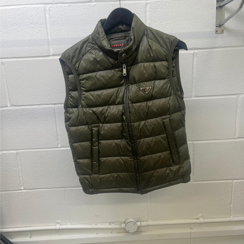 Men's Plaque Logo Gilet Khaki Size IT 46 / S
