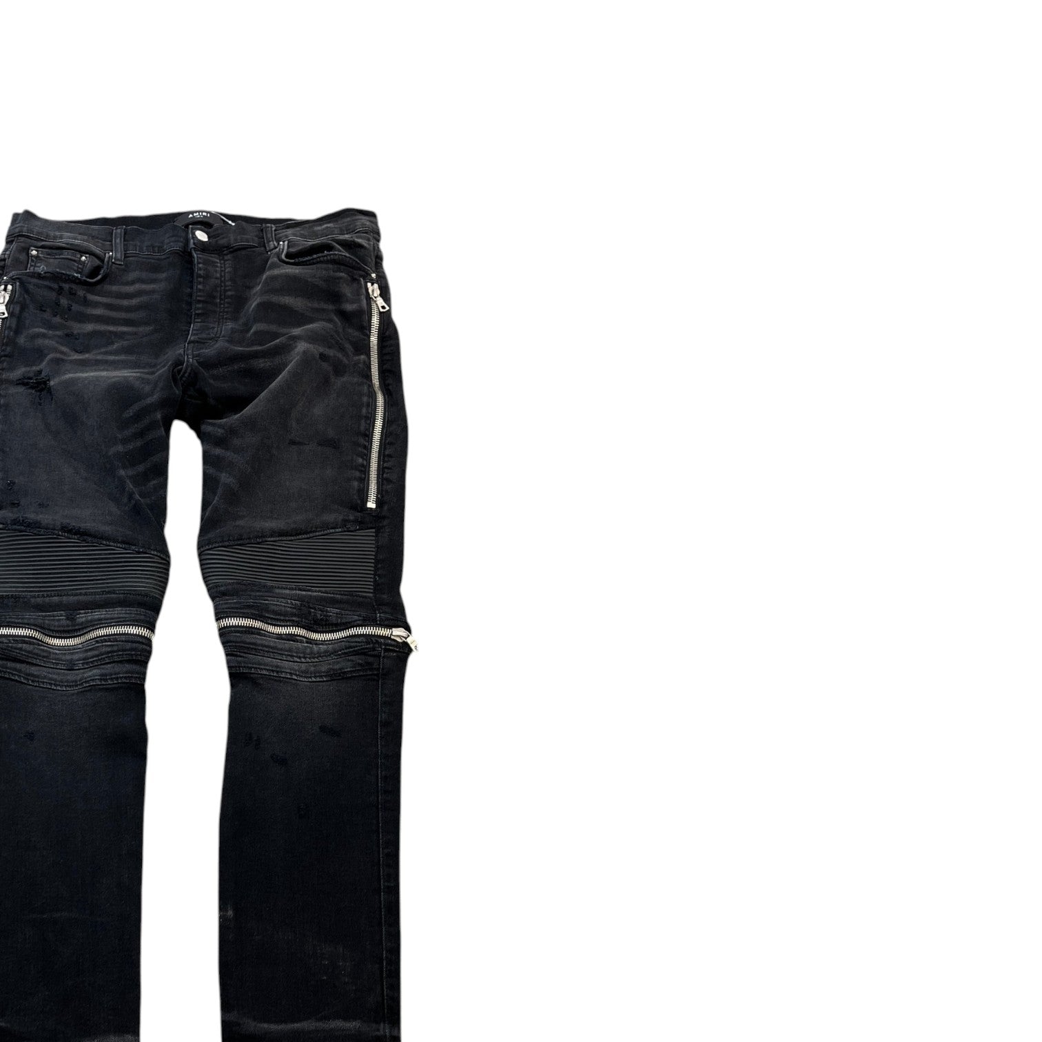 Amiri Men's Zipped Biker Jeans Black Size W36 - Photo 3