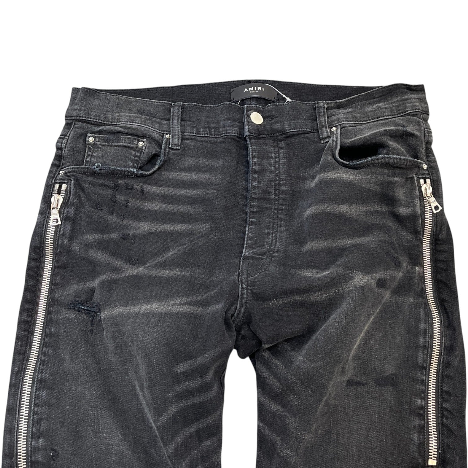 Amiri Men's Zipped Biker Jeans Black Size W36 - Photo 5
