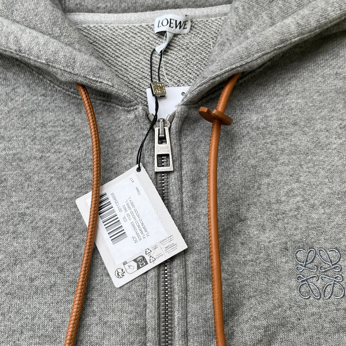 Women's Anagram Embroidered Zip Up Hoodie Grey Size L / UK 12 - Photo 7