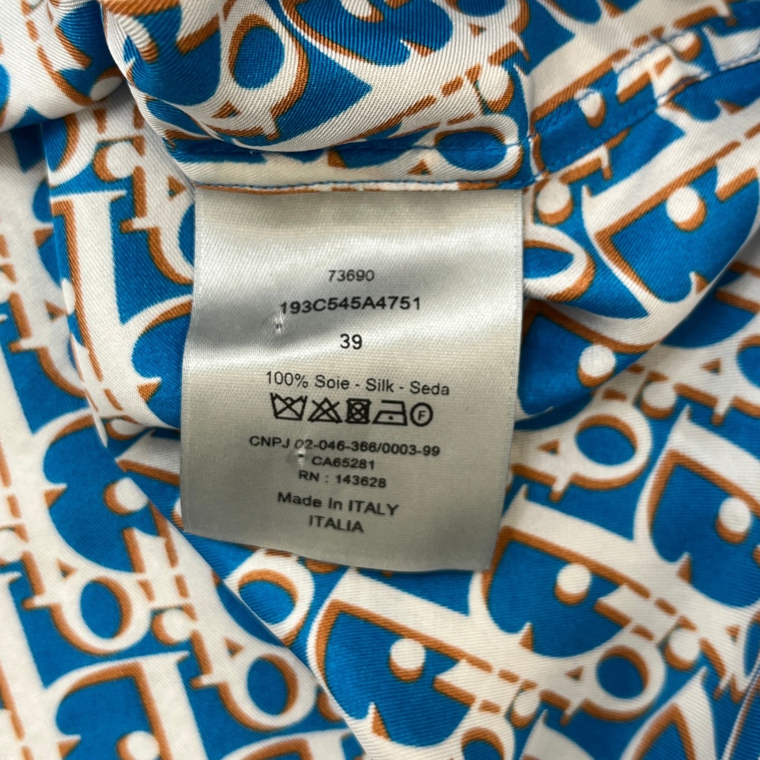 Dior Men's Oblique Short Sleeve Shirt Blue Size M - Photo 6
