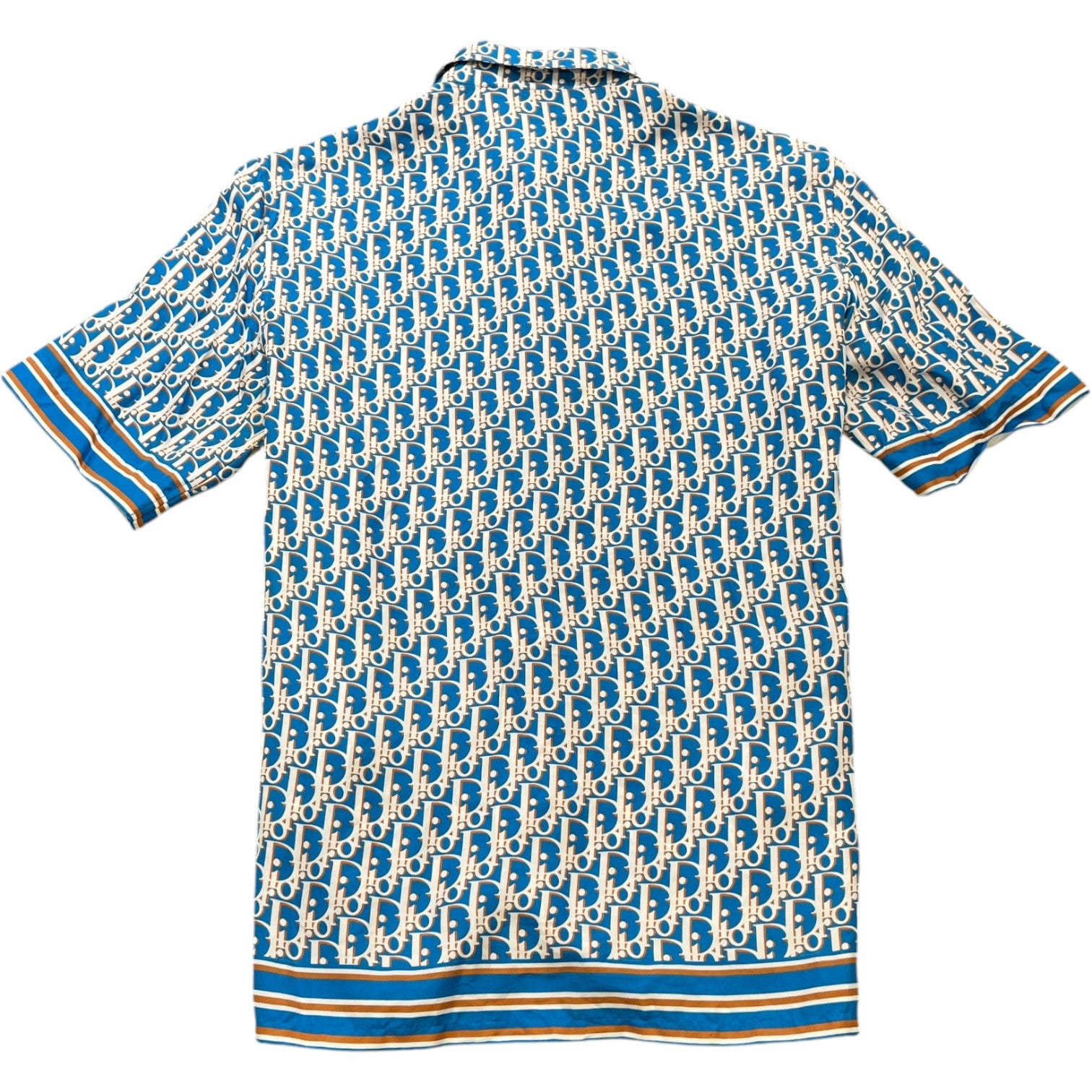 Dior Men's Oblique Short Sleeve Shirt Blue Size M - Photo 2