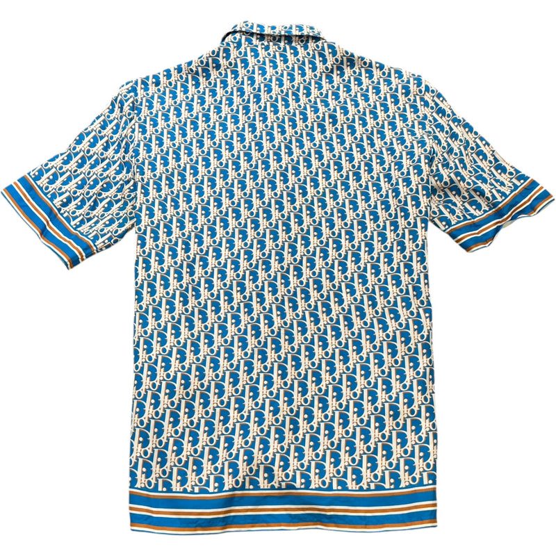 Dior Men's Oblique Short Sleeve Shirt Blue Size M