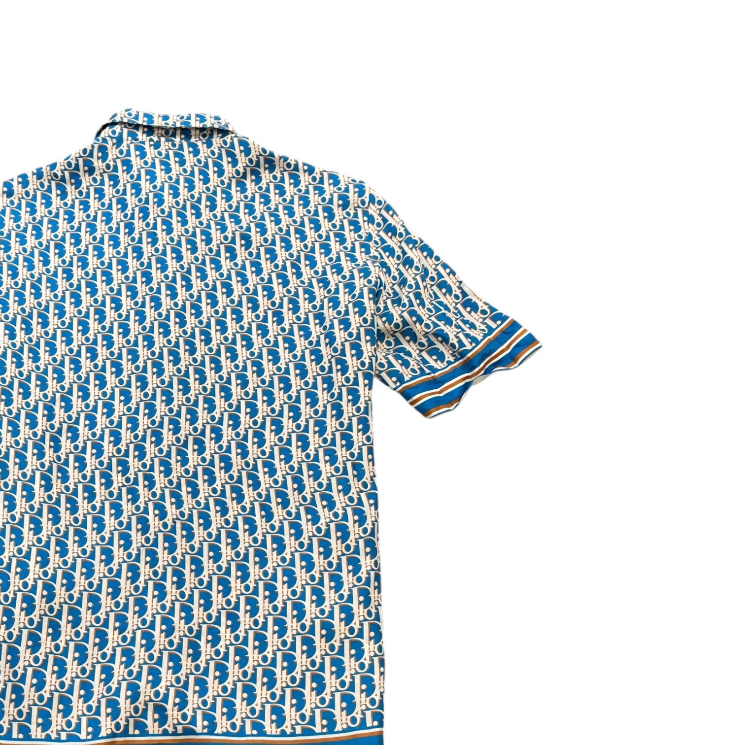 Dior Men's Oblique Short Sleeve Shirt Blue Size M - Photo 4