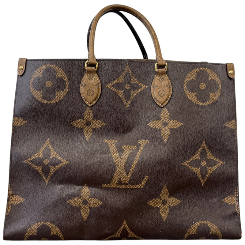 Women's Onthego Tote Monogram Giant Monogram Reverse Bag Brown