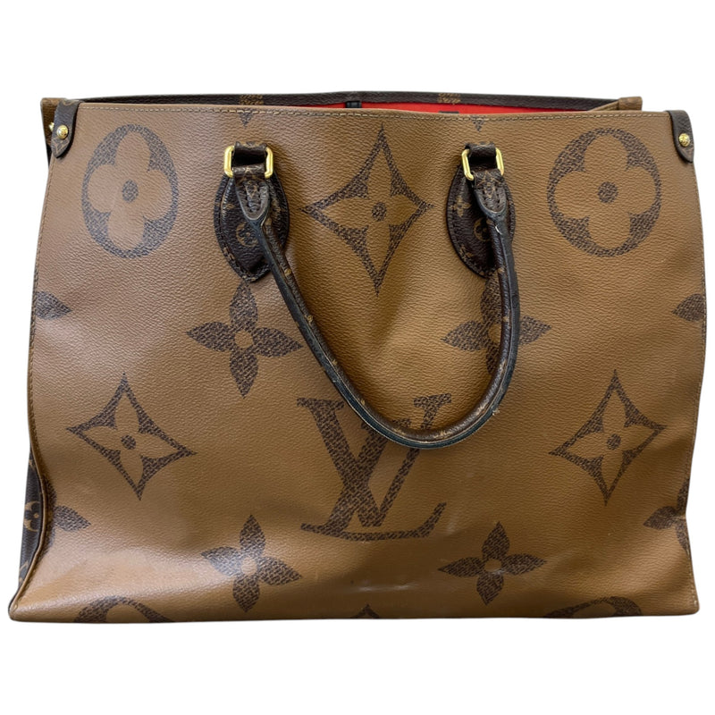 Women's Onthego Tote Monogram Giant Monogram Reverse Bag Brown