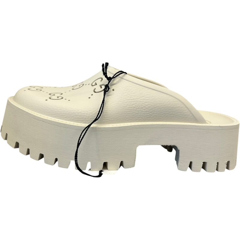 Gucci Women's GG Supreme Platform Sandals Beige Size 7